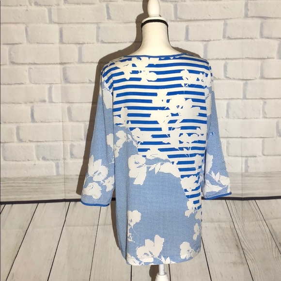 NY & Co floral print keyhole tunic blue large - Picture 2 of 8